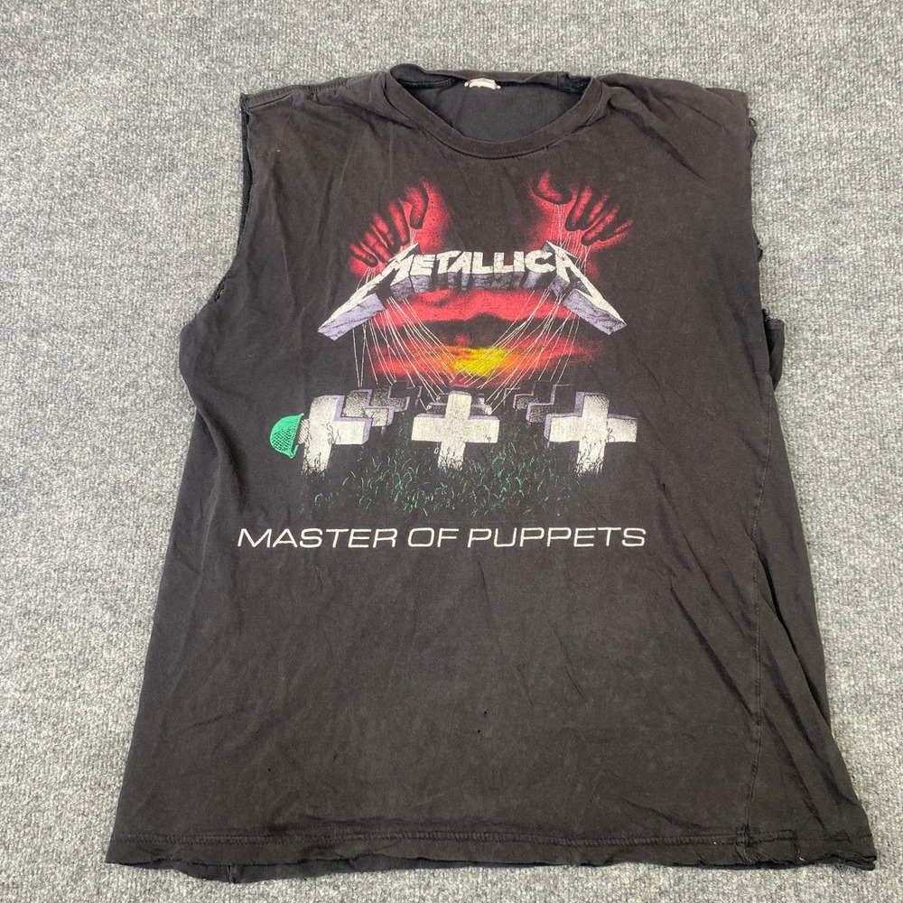 Vintage Metallica Master of Puppets Tee Black Distressed Shirt 80s?